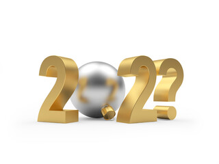 New year numbers 202 with question mark isolated on white background. 3d illustration