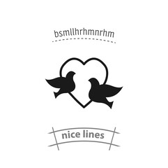 heart with doves isolated vector icon. animal design element