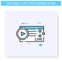 Streaming service provider line icon. Online video stream platform. Blogging and broadcasting. Internet broadcast, content, commercial video. Isolated vector illustration. Editable stroke 