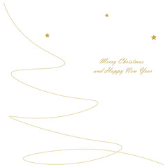 Christmas card with tree line drawing, vector illustration