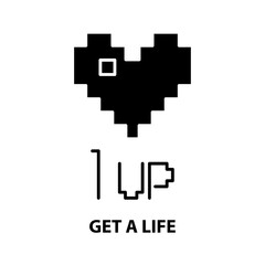 get a life icon, black vector sign with editable strokes, concept illustration