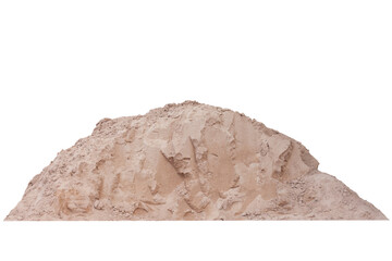 Pile of sand in construction site isolated on white background included clipping path.