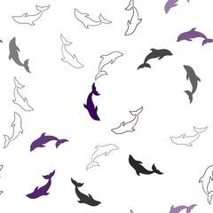 Dark Blue, Red vector seamless template with dolphins.