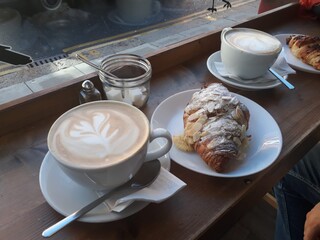 cup of coffee and croissant