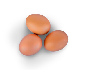 Three eggs isolated on white background