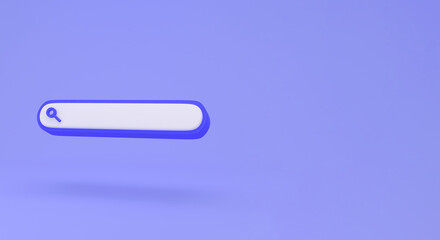Blank search bar on blue background minimal concept. web search concept with copy space for text. 3d rendering