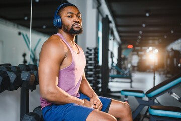 healthy african american man resting after workout