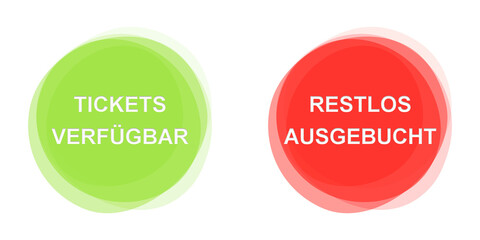 Tickets verfügs und Restlos ausgebucht - Buttons grün und rot