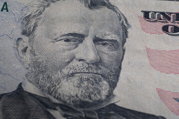 Close up detail on American Dollars banknotes