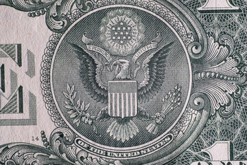 Close up detail on American Dollars banknotes