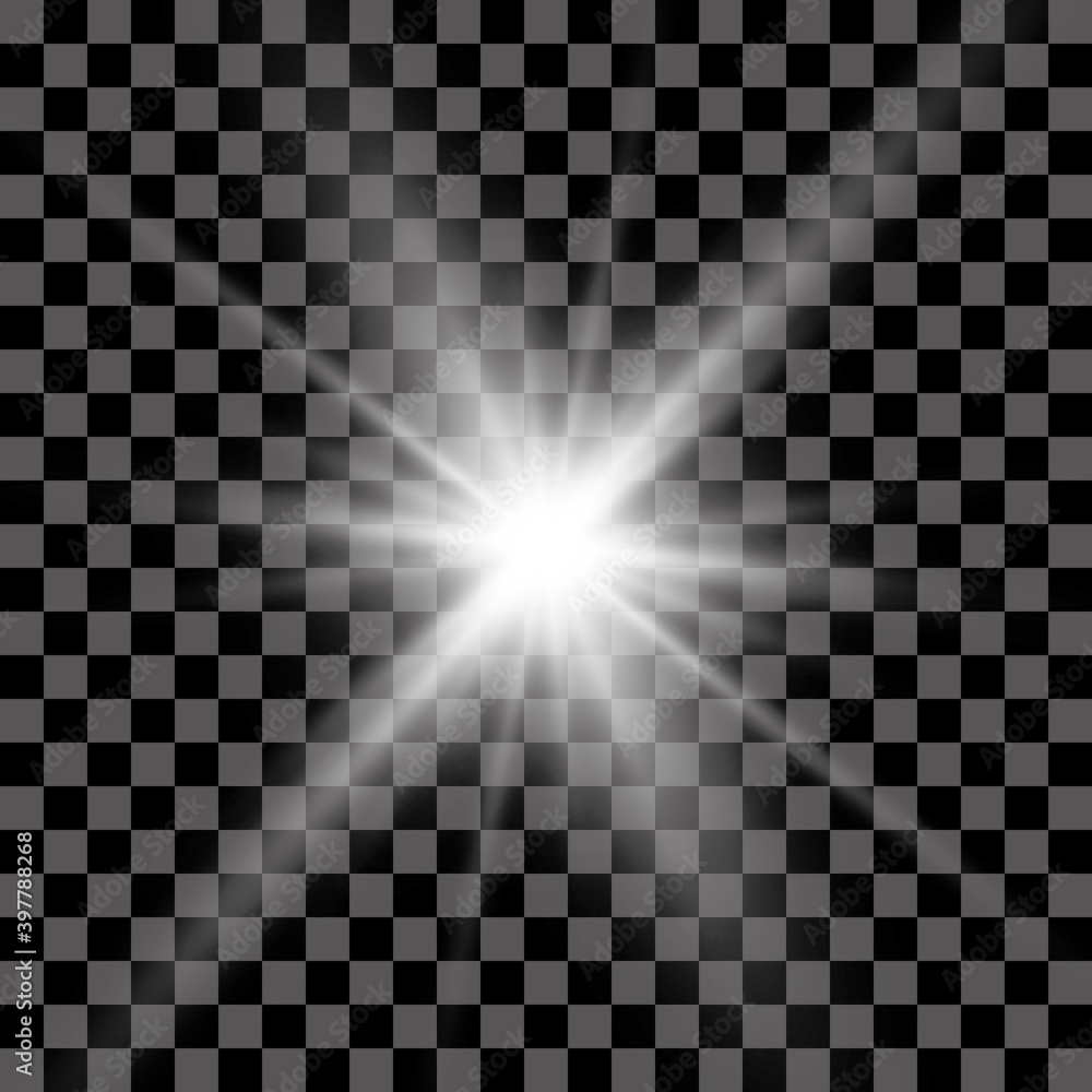 Wall mural white beautiful light explodes with a transparent explosion. vector, bright illustration for perfect
