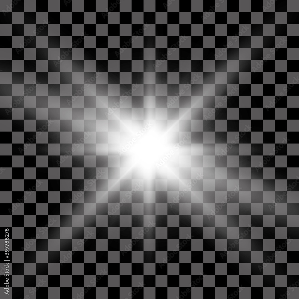 Wall mural white beautiful light explodes with a transparent explosion. vector, bright illustration for perfect