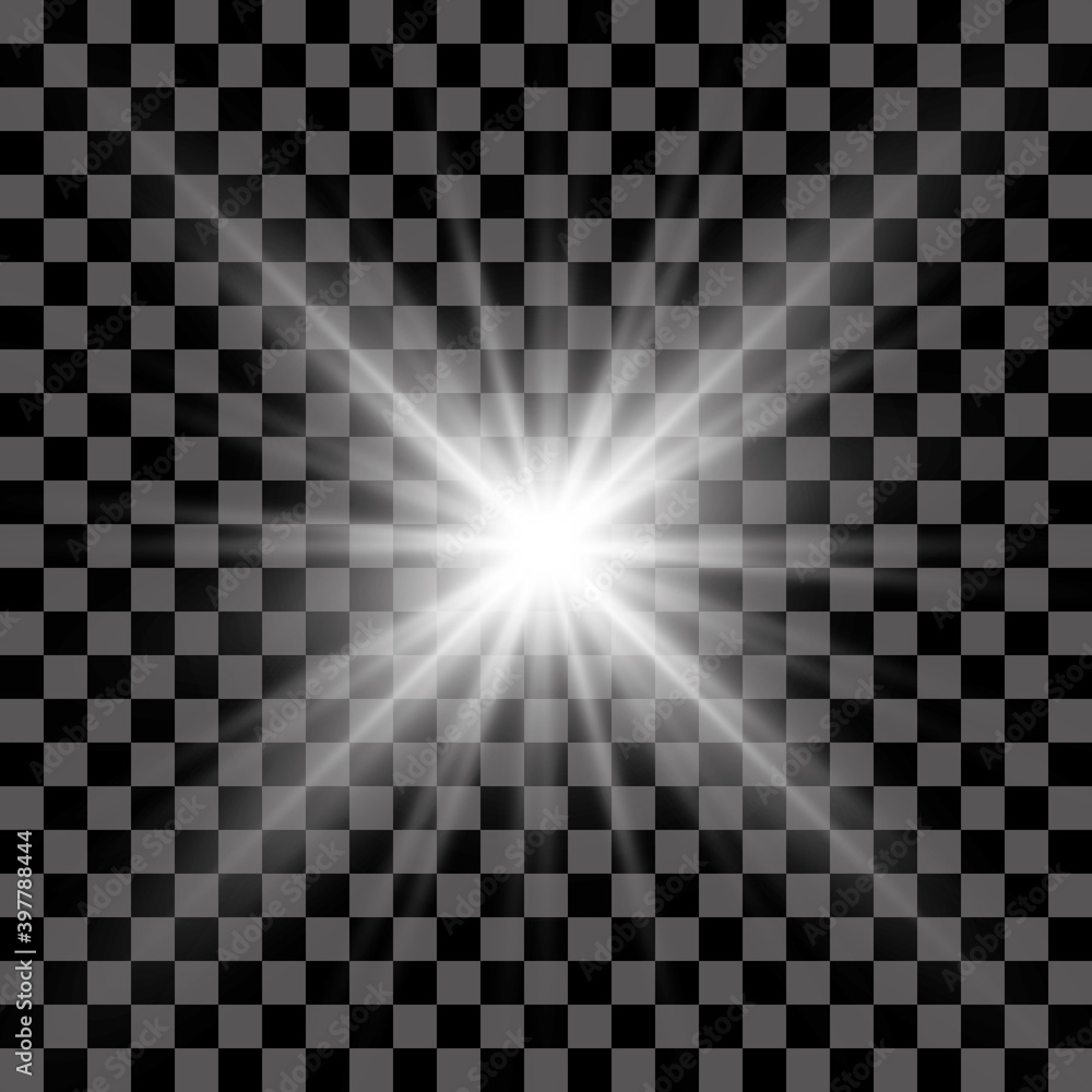 Wall mural white beautiful light explodes with a transparent explosion. vector, bright illustration for perfect