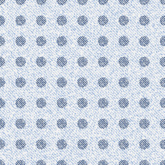 Polka dots background. Vector Denim seamless pattern. Blue jeans cloth.
