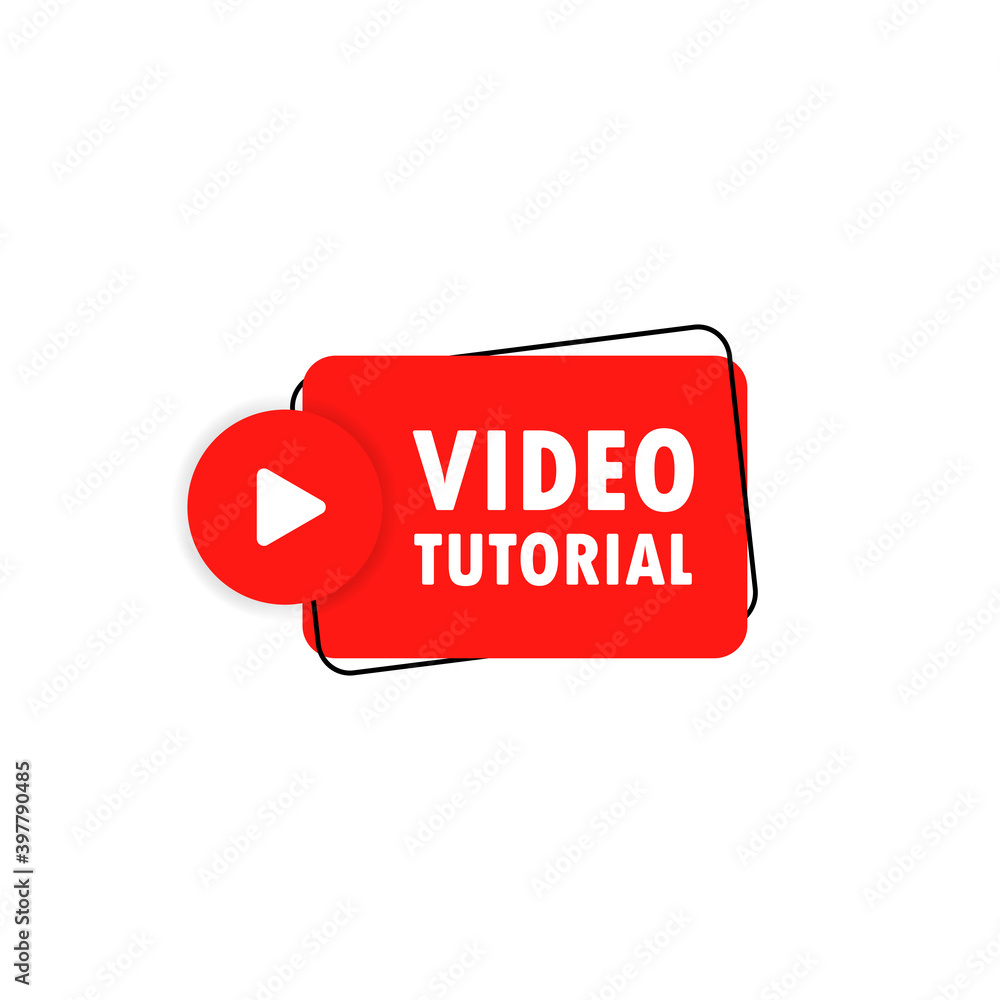 Poster video tutorial icon. video tutorial message in bubble speech banner with play button. announcement. 