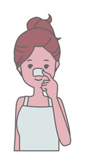 鼻の毛穴パックをする女性のイラスト