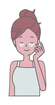 recommend clip art: 目の下の保湿ケアをする女性のイラスト