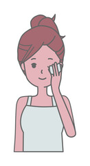コットンでメイクを落とす女性のイラスト