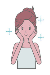 美肌を喜ぶ女性のイラスト