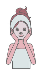 フェイスパックをする女性のイラスト