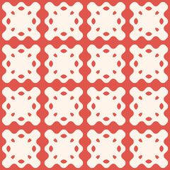Vector seamless pattern, floral ornamental background, repeat geometric tiles, curved shapes. Abstract ornament texture. Stylish red colored design for decor, fabric, cover, textile, wallpaper, wrap