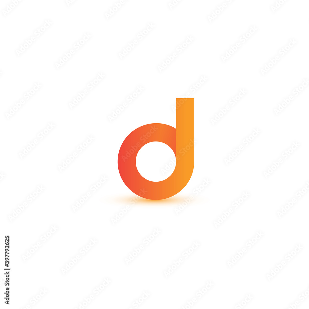 Poster letter d, elegant logo and monogram for a technologically developing startup, logo concept on a whit