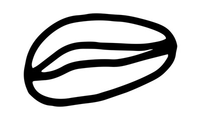 Doodle coffee bean illustration. Simple outline drawing. Morning drink for breakfast. Hand drawn design element