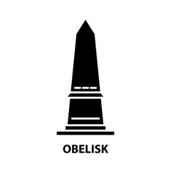 Fototapeta na wymiar obelisk icon, black vector sign with editable strokes, concept illustration