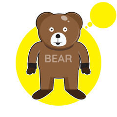 bear mascot in flat design on yellow background