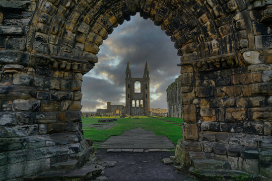 Archway at St Andrews cathedral, Fife, Scotland.