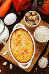 Pumpkin casserole with carrot and rice