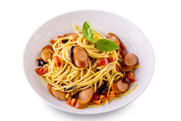 Spaghetti sausage with chilly
