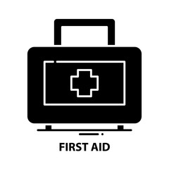 first aid icon, black vector sign with editable strokes, concept illustration