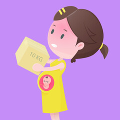 pregnant women lifting heavy dangerous for baby , vector