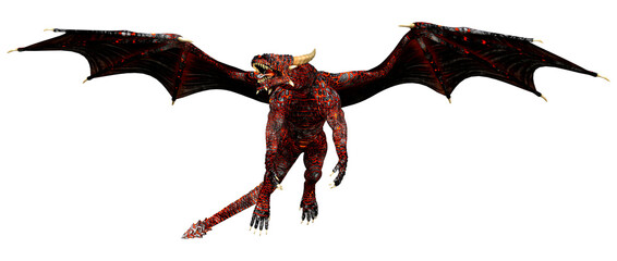 3D Rendering Fairy Tale Dragon on White