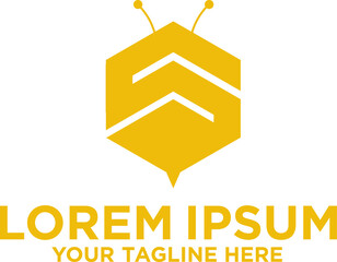 Letter S, bee honey logo