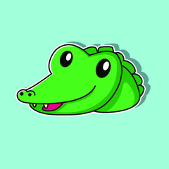 cute cartoon crocodile face illustrations, suitable for children illustrations, design elements, logos, icons and more