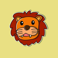 lion face cute cartoon illustrations, suitable for use as children's illustrations, design elements, logos, icons, stickers and more
