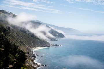 misty mountains along big sur california 