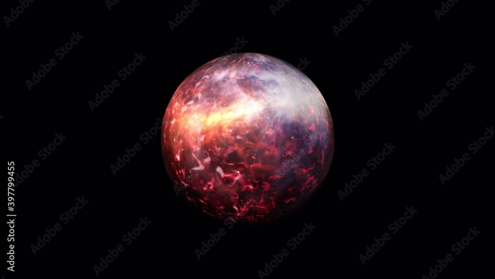 Poster 4k 3d seamless looping of fire plasma energy planet with cloud isolated with alpha channel quicktime