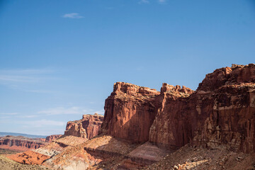 layers of red rocks in capital reef national park
