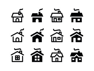 Simple Set of Vector Line and Glyph Icons Winter House