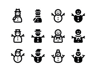 Simple Set of Vector Line and Glyph Icons Snowman