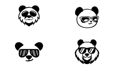 Vector illustration of logo design for four panda mascot logo.