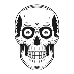 Funny skull. Modern logo retro skull dude.