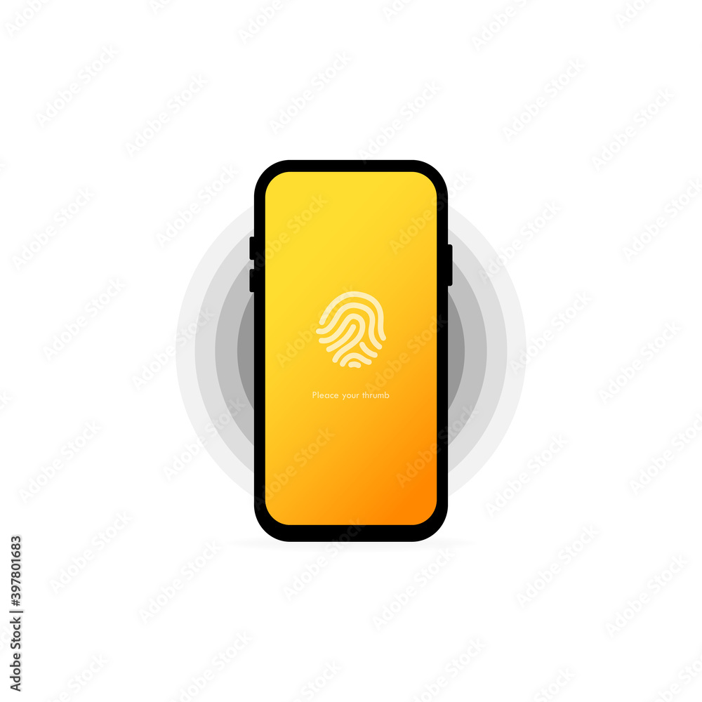 Poster phone lock screen. touch id. screen lock authentication password smartphone background template. sma