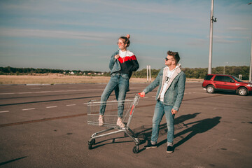 young modern couple on the street