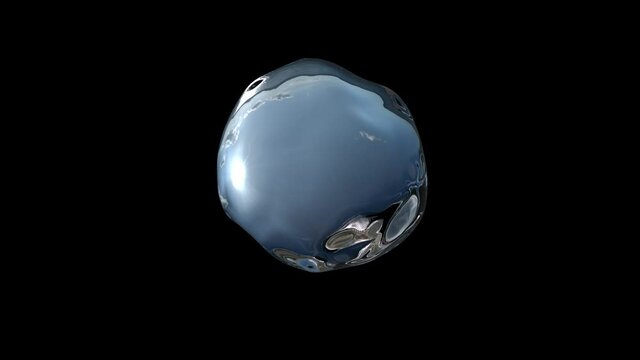A crystal clear raindrop falling from the sky, a drop of water. With Alpha channel, realistic 3D rendering animation