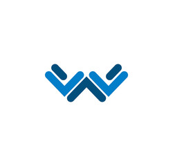 Abstract logo letter W with geometric ornament formed from structured shapes to form like the letter W. Suitable for logo design with letter W identity in symbolic style