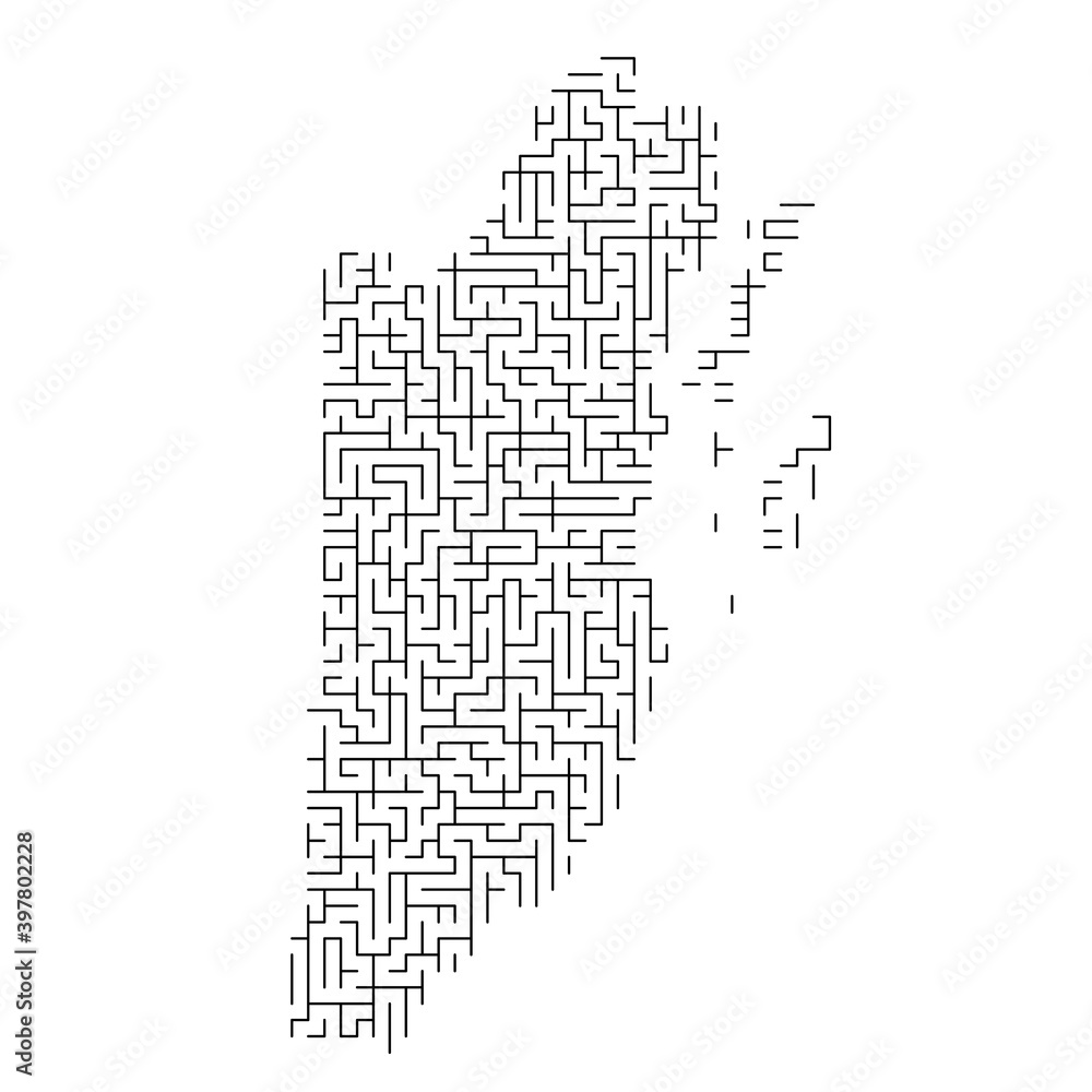 Poster belize map from black pattern of the maze grid. vector illustration.